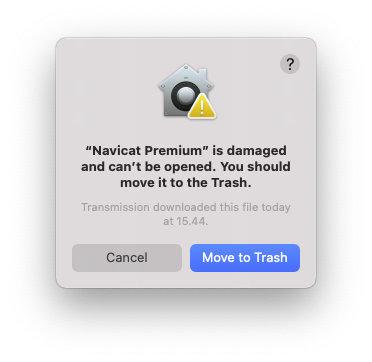 Error Navicat Premium di Mac OS Monterey