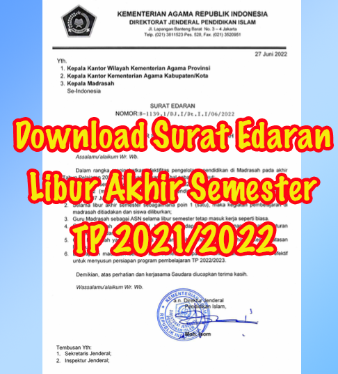 Download Surat Edaran Libur Akhir Semester 2022