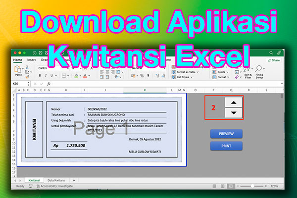 Aplikasi Kwitansi Excel