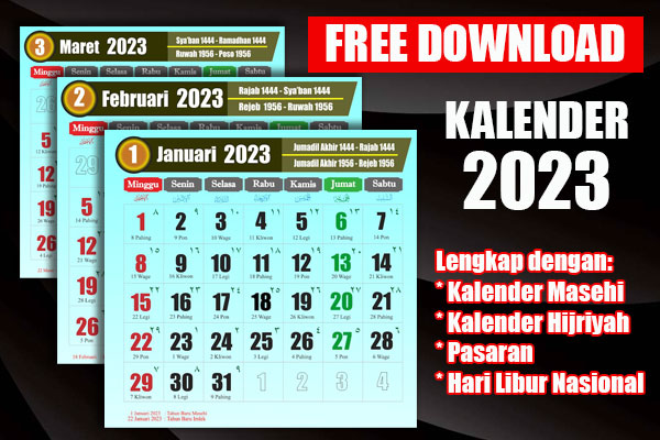 Download Kalender 2023 CDR Lengkap dengan Libur, Jawa dan Hijriyah