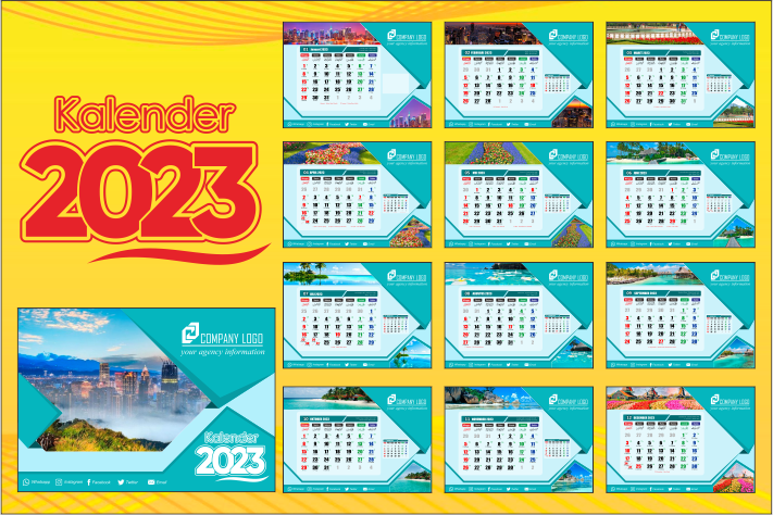 Download Template Kalender Meja 2023 CDR