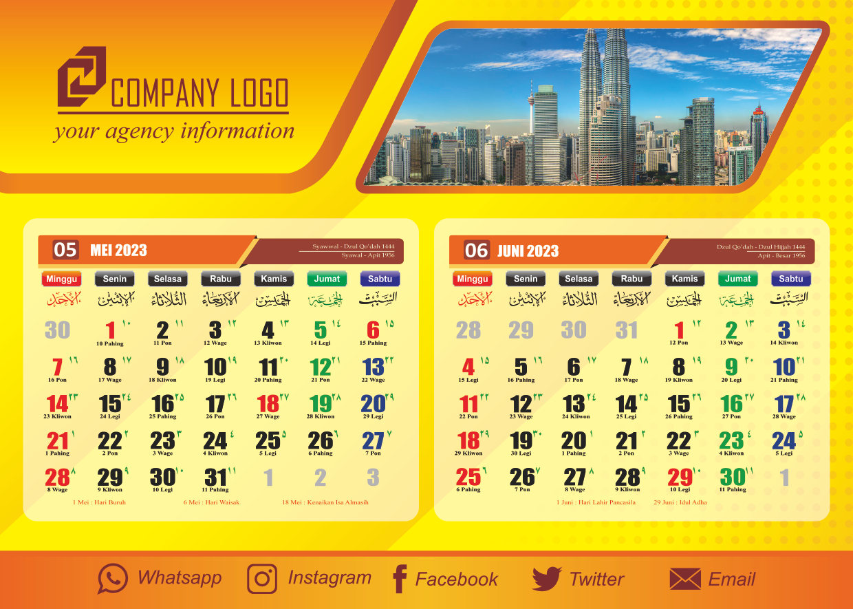 Download Template Kalender Meja 2023 CDR