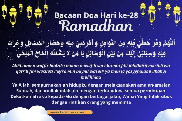 Doa Puasa Hari Ke 28 Ramadhan | Arab, Latin dan Artinya