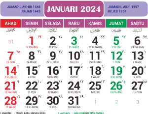 Kalender Januari 2024