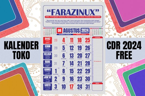 Kalender Dinding Toko 2024 Gratis file CDR tanpa password