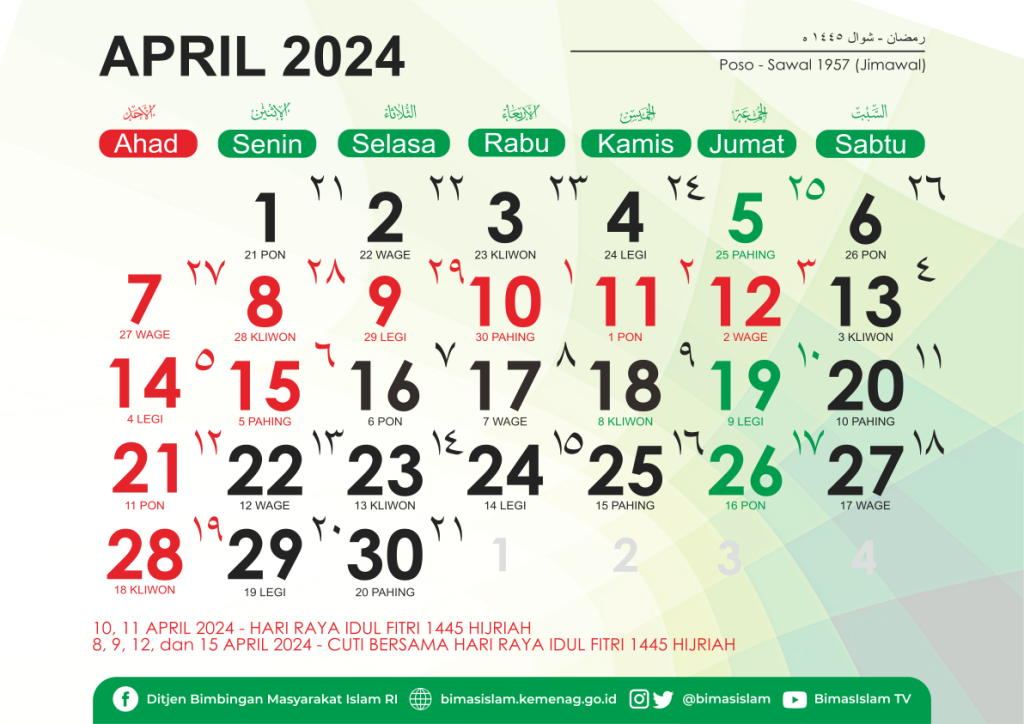 Kalender April 2024 Kemenag