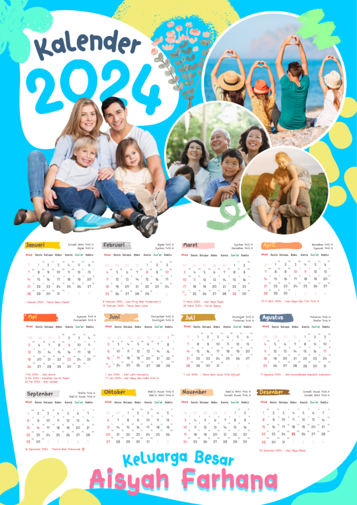 Desain Kalender Dinding 2024 Keluarga Bahagia