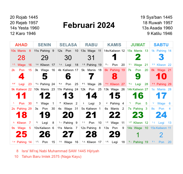 Libur Nasional dan Cuti Bersama Februari 2024, Long Weekend