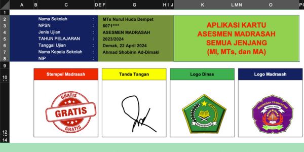 Edit Property Kartu Asesmen Madrasah
