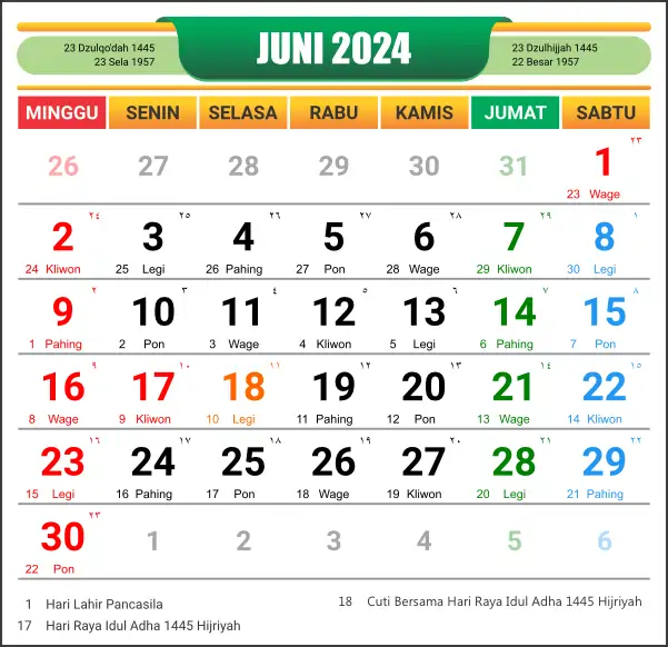 Kalender Juni 2024