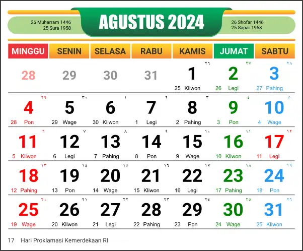 Kalender Agustus 2024