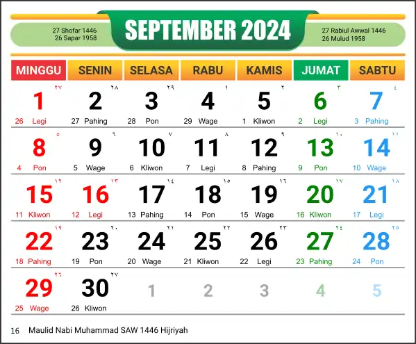 Kalender September 2024