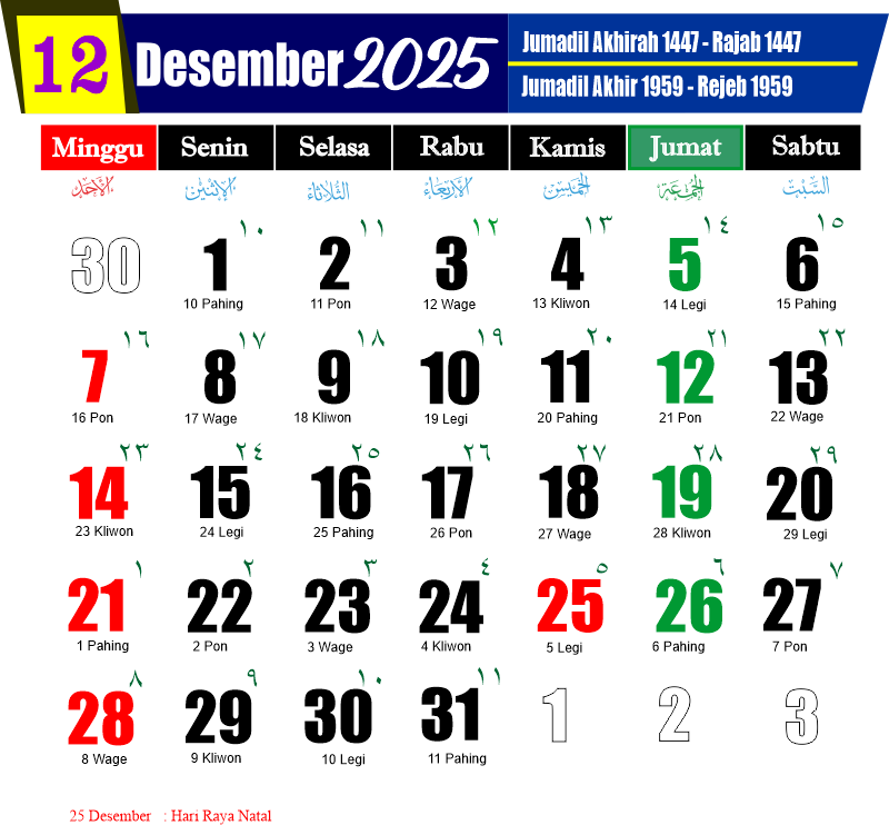 Kalender Desember 2025