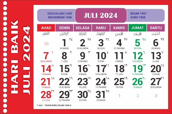 Kalender Jawa Juli 2024 | Hari Baik Catat Baik-Baik