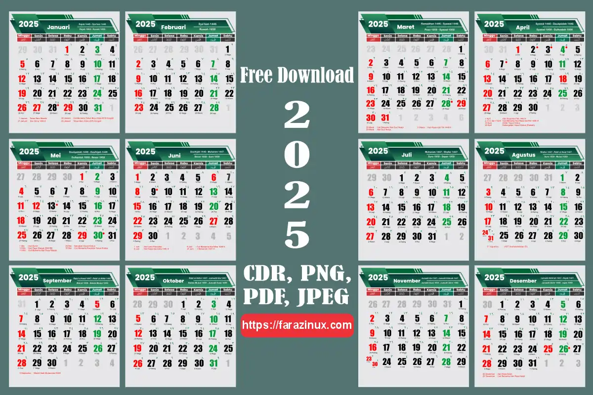 Kalender 2025 Indonesia Sesuai SKB 3 Menteri | Free Download