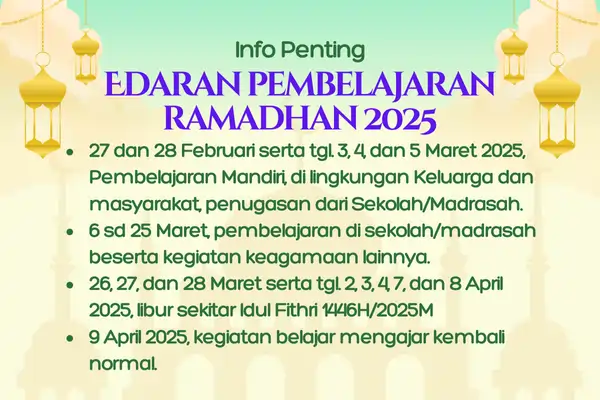 Pembelajaran Ramadhan 2025 Sesuai SEB 3 Menteri