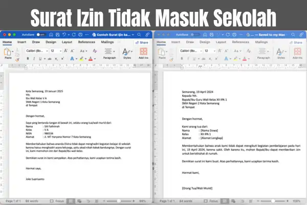 Surat izin tidak masuk sekolah