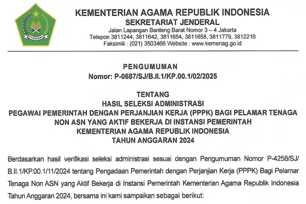 Hasil Seleksi Administrasi PPPK